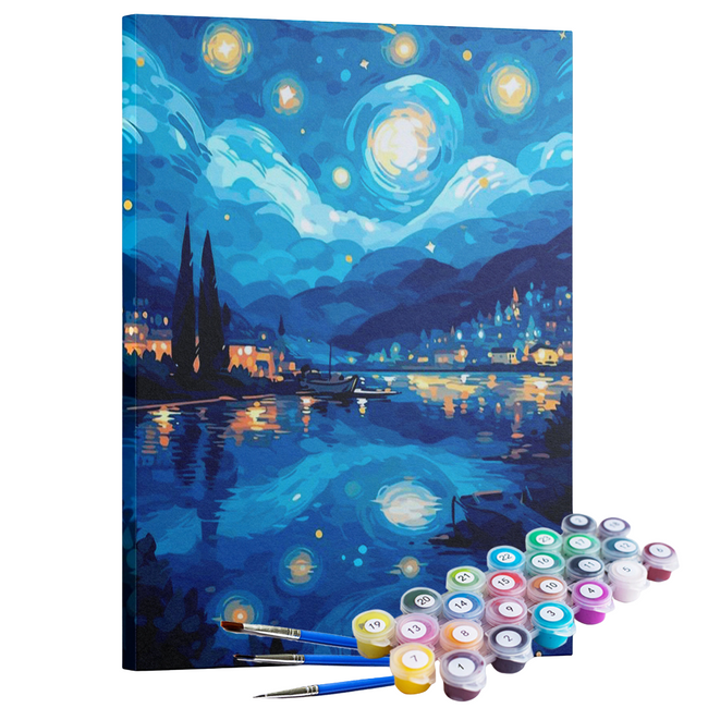 Kit Pintura Terapêutica  -  Cidade Estrelada Noturna