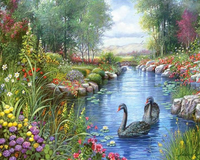 Kit Pintura com Diamantes - Gansos no Lago