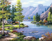 Kit Pintura com Diamantes - Riacho na Montanha