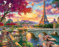 Kit Pintura com Diamantes - Torre Eiffel Entardecer