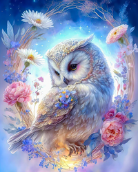 Kit Pintura com Diamantes - Coruja Azul