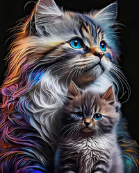 Kit Pintura com Diamantes - Gato Familia