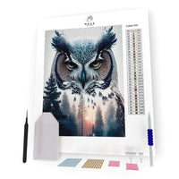 Kit Pintura com Diamantes - Coruja Noturna