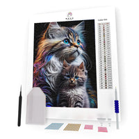 Kit Pintura com Diamantes - Gato Familia