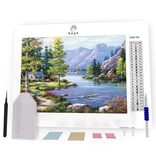 Kit Pintura com Diamantes - Riacho na Montanha