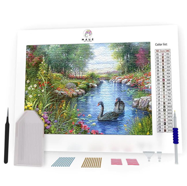 Kit Pintura com Diamantes - Gansos no Lago