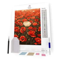 Kit Pintura com Diamantes - Campo Florido vermelho