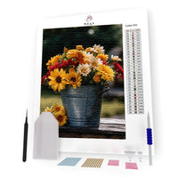 Kit Pintura com Diamantes - Balde de Flores