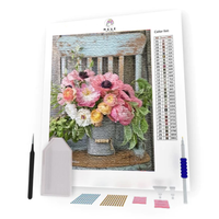 Kit Pintura com Diamantes - Flores Rosas