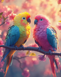 Kit Pintura com Diamantes - Casal de Passaros