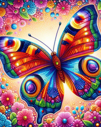 Kit Pintura com Diamantes - Borboleta Colorida