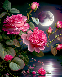 Kit Pintura com Diamantes - Rosas no Luar