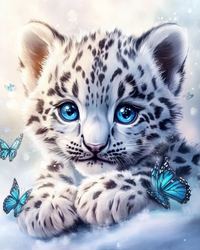 Kit Pintura com Diamantes - Filhote de Tigre Branco