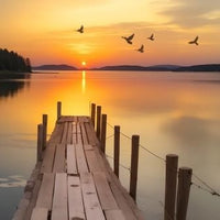 Kit Pintura com Diamantes - Por do Sol no Pier