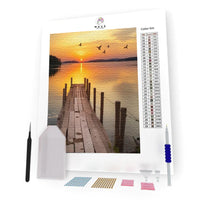 Kit Pintura com Diamantes - Por do Sol no Pier