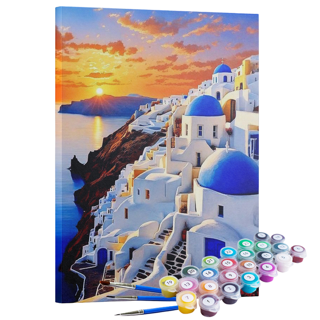 Kit Pintura Terapêutica  - Pôr do Sol em Santorini