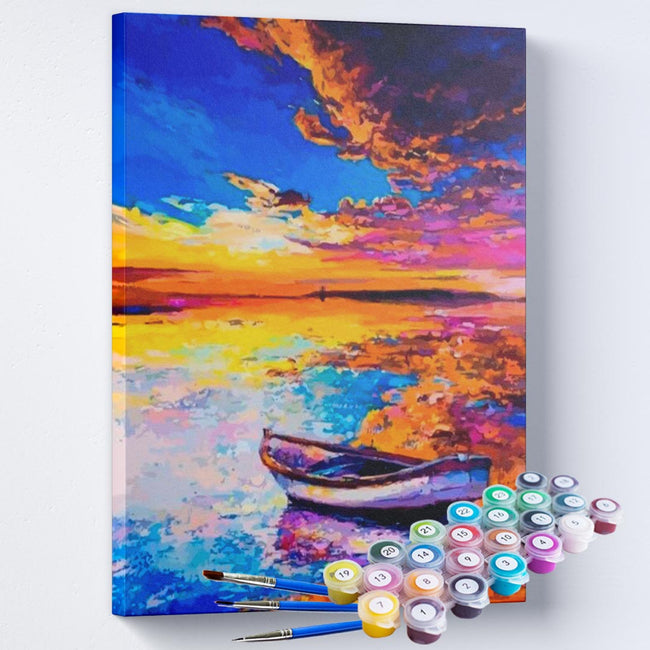 Kit Pintura Terapêutica  - Barco e o Pôr do sol