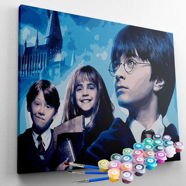 Pintura Terapêutica  -  Harry Potter Três Amigos Castelo de Hogwarts