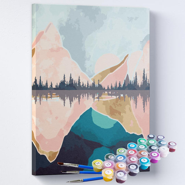 Kit Pintura Terapêutica  - Montanhas no Lago