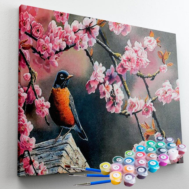 Kit Pintura Terapêutica  - Pássaro nas Cerejeiras