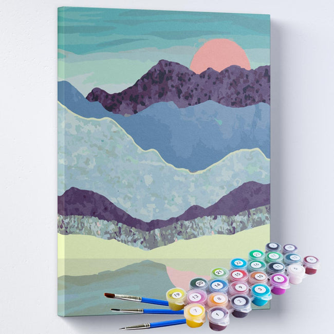 Kit Pintura Terapêutica  - Pôr do Sol nas Montanhas Coloridas