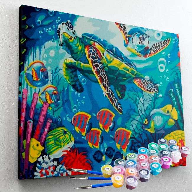 Kit Pintura Terapêutica  - Tartaruga Fundo do Mar